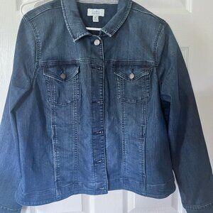 Women's Croft & Barrow Button-Front Denim Jacket, Dark Denim, Extra Large (XL)